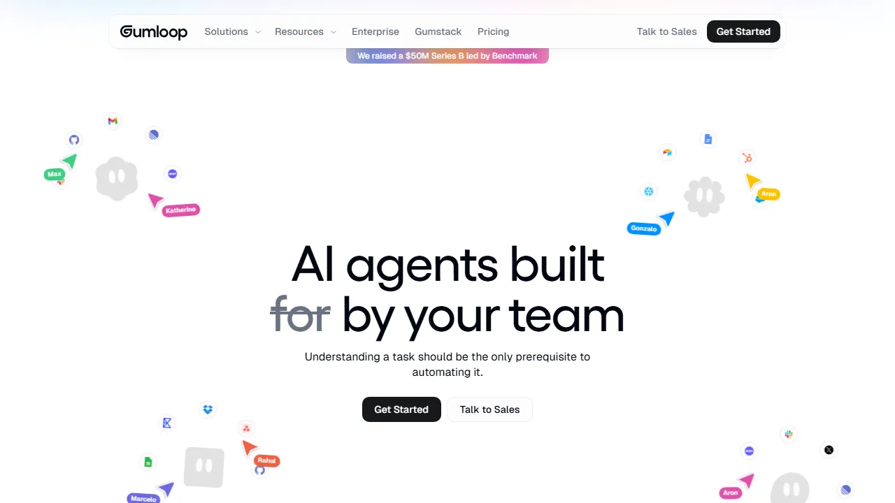 Gumloop homepage, automation AI tool