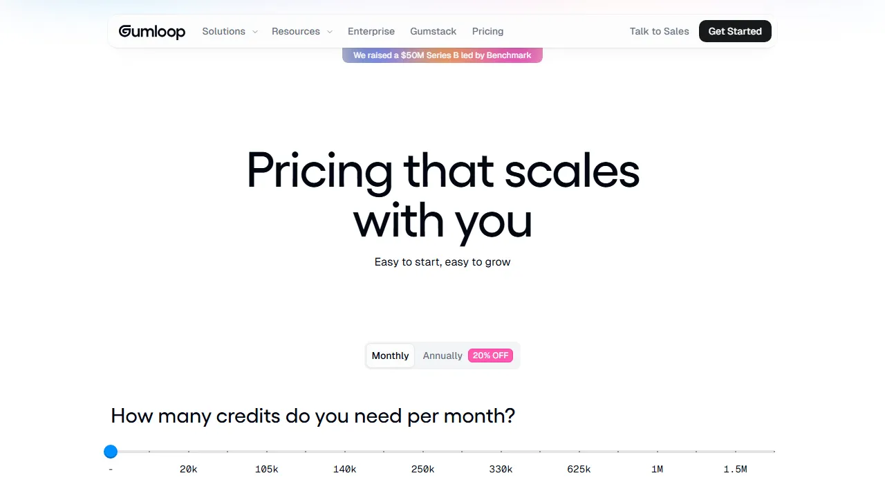 Gumloop pricing page: plans and rates