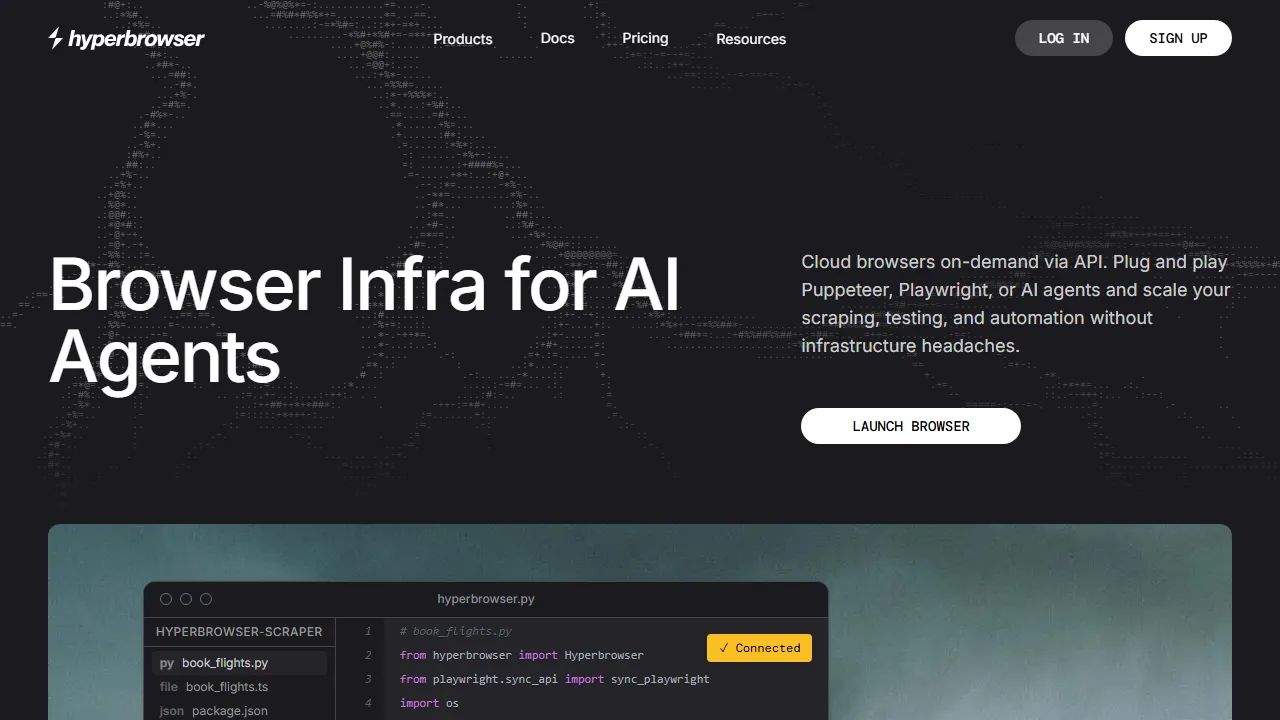Hyperbrowser homepage, ai agents AI tool