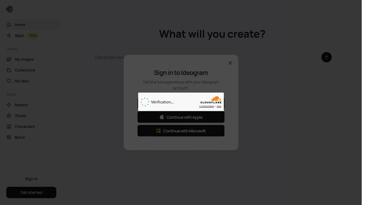 Ideogram homepage, image AI tool