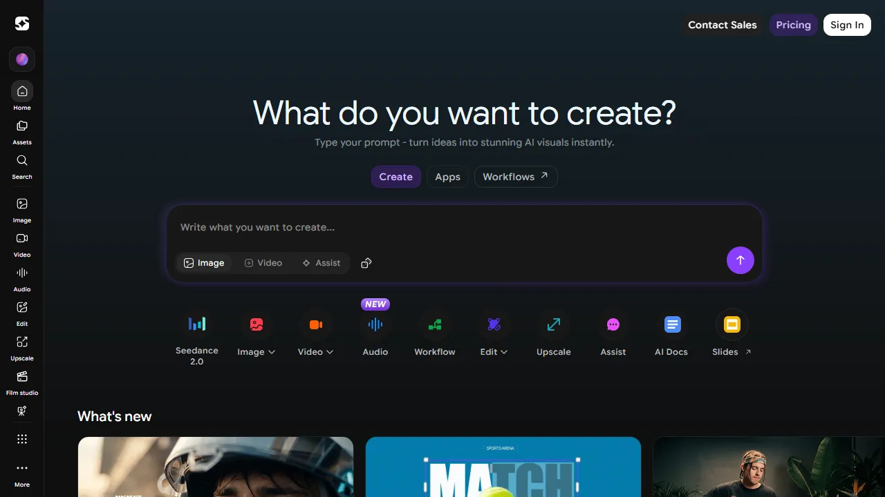 ImagineArt homepage, image AI tool