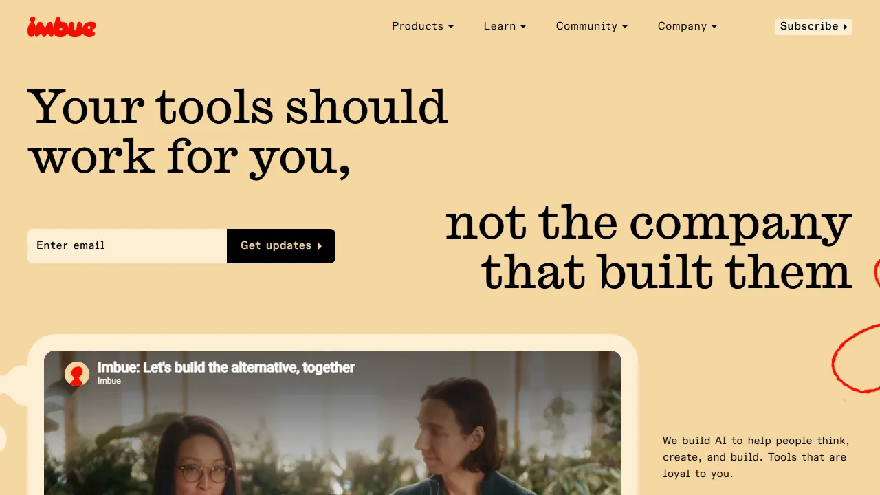 Imbue homepage, ai agents AI tool