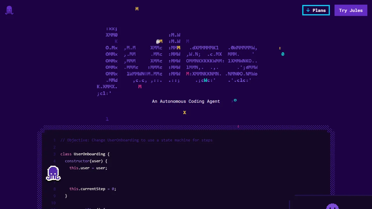 Jules homepage, code AI tool