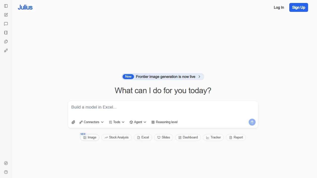 Julius AI homepage, data & analysis AI tool