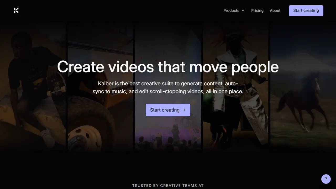 Kaiber homepage, video AI tool