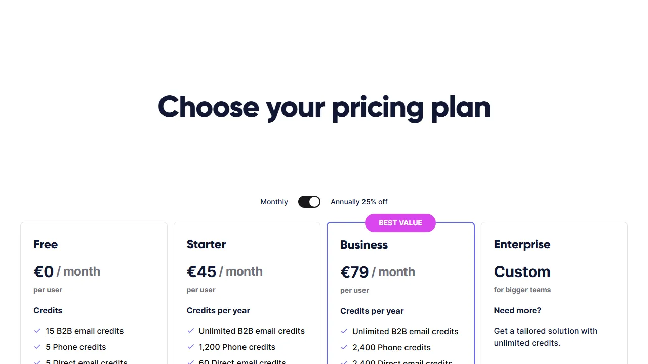 Kaspr pricing page: plans and rates