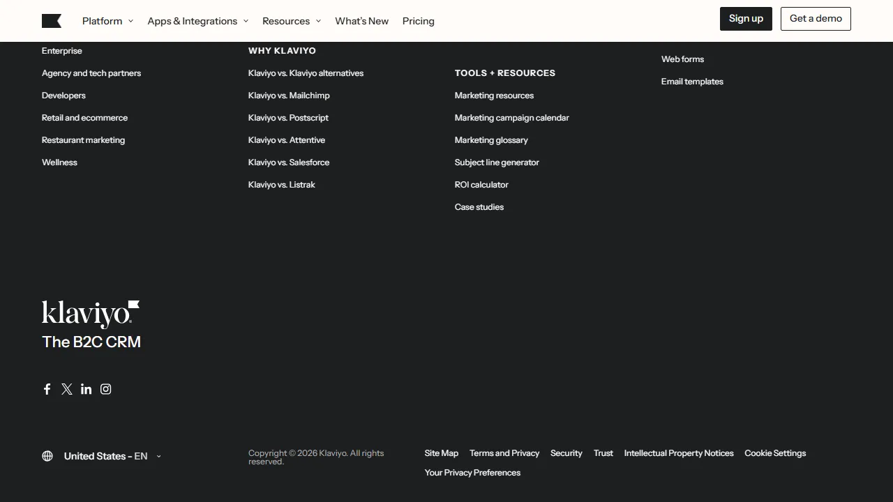 Klaviyo AI pricing page: plans and rates