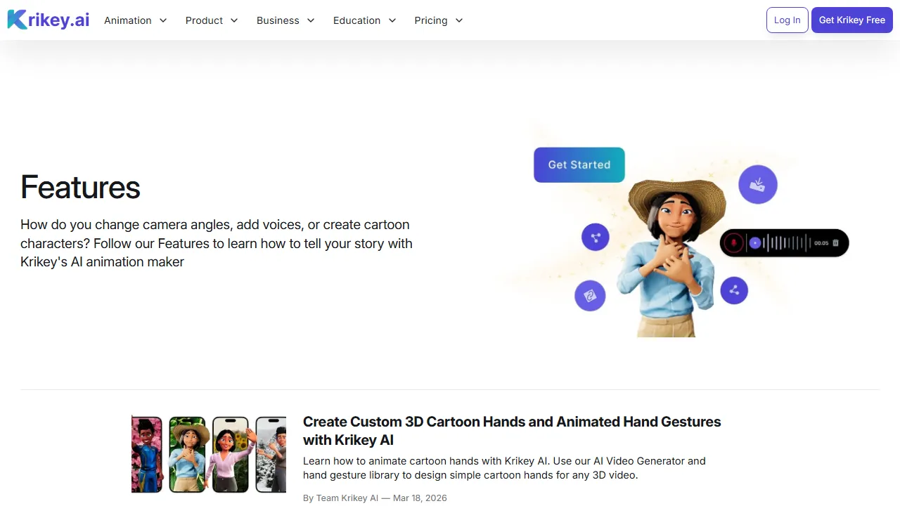 Krikey AI features, 3d & modeling AI tool