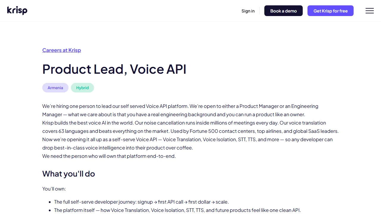 Krisp features, voice & audio AI tool