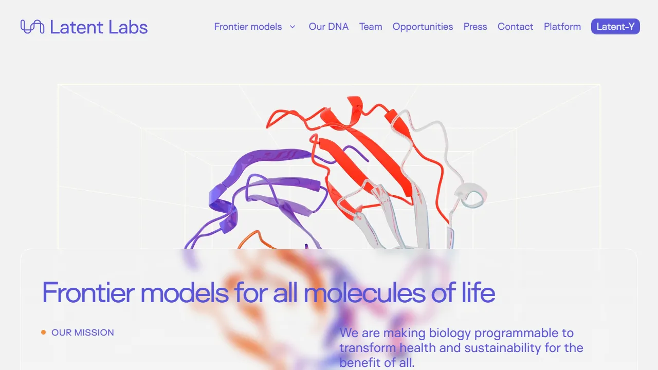 Latent Labs homepage, 3d & modeling AI tool