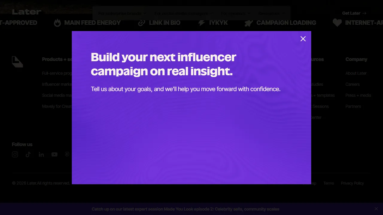 Later AI homepage, marketing & seo AI tool