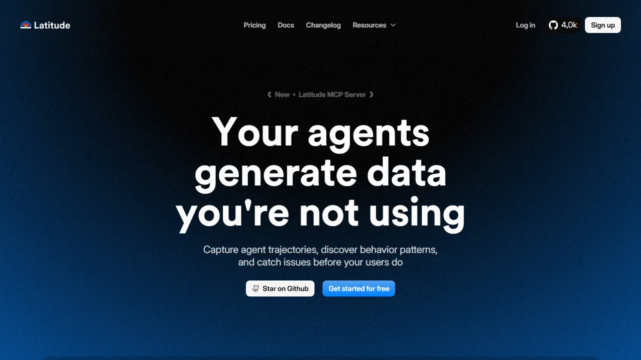 Latitude homepage, code AI tool
