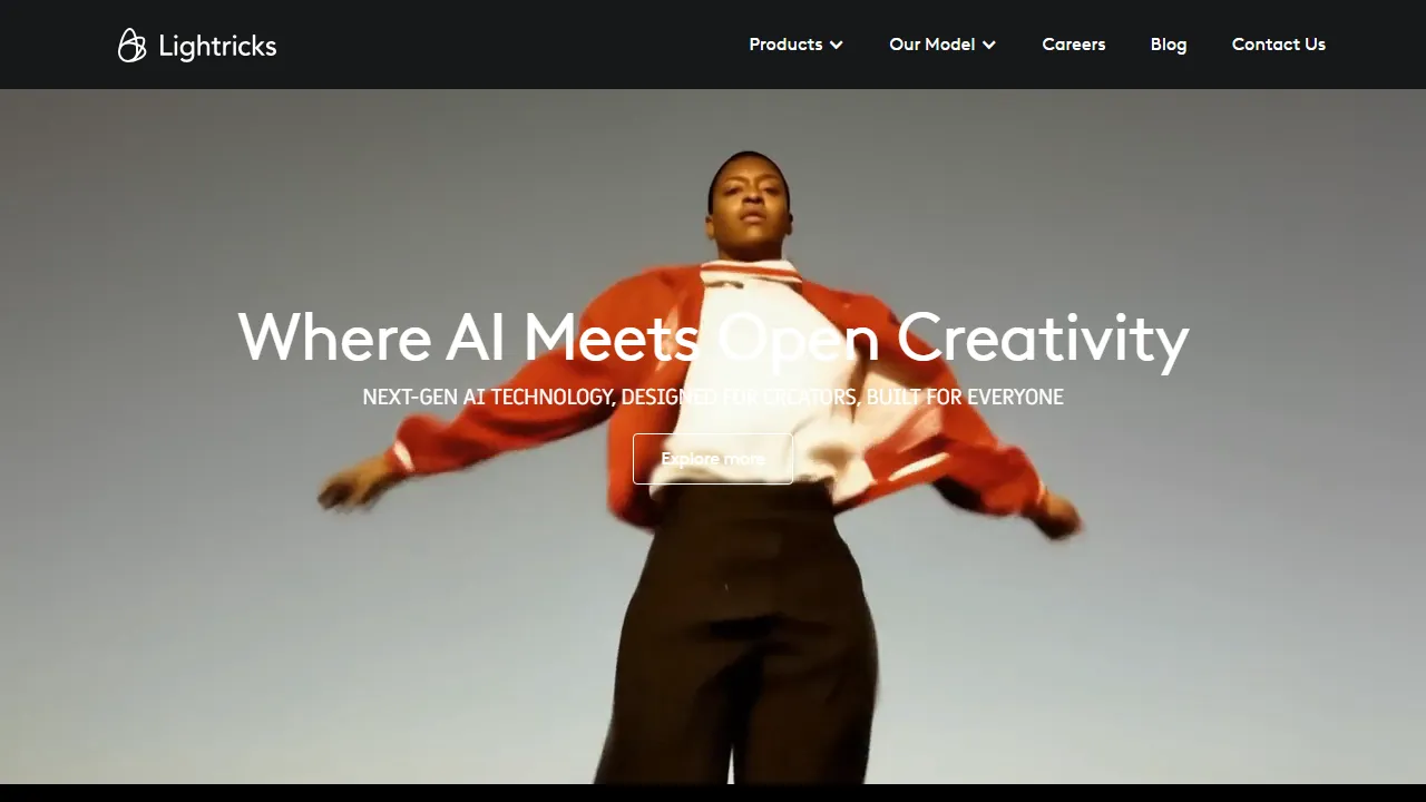 Lightricks LTXV homepage, video AI tool