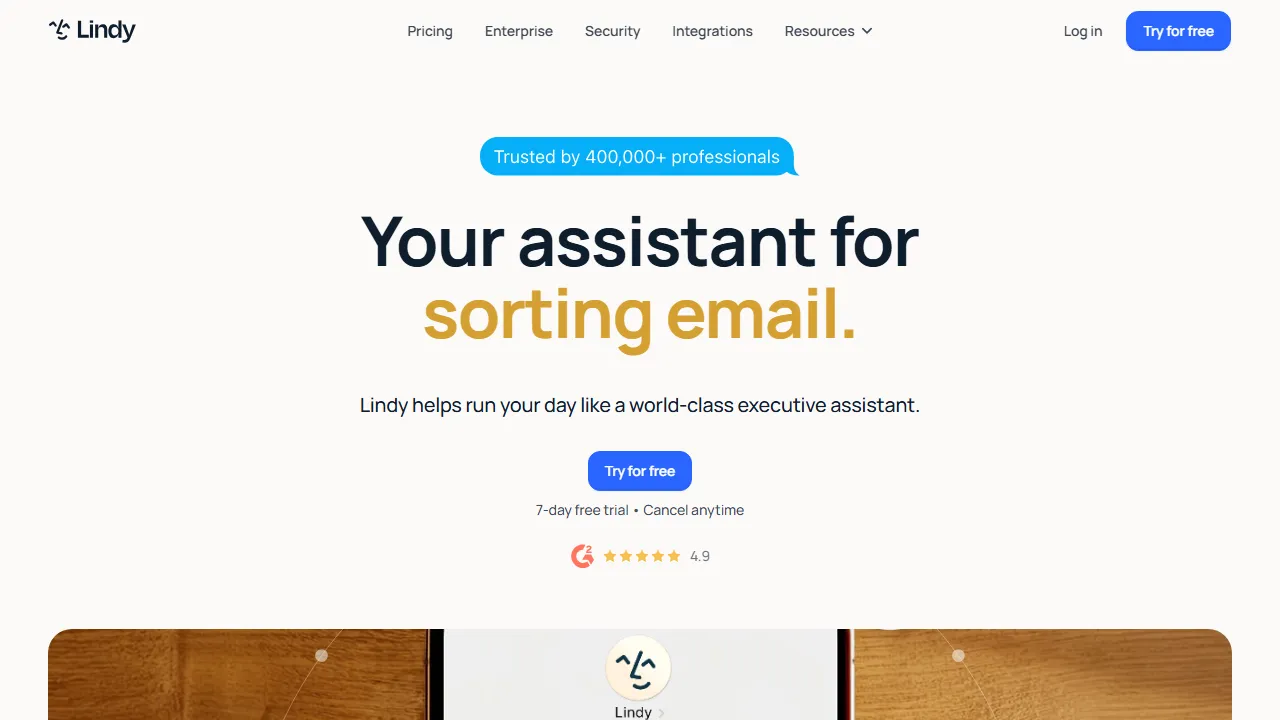 Lindy homepage, ai agents AI tool