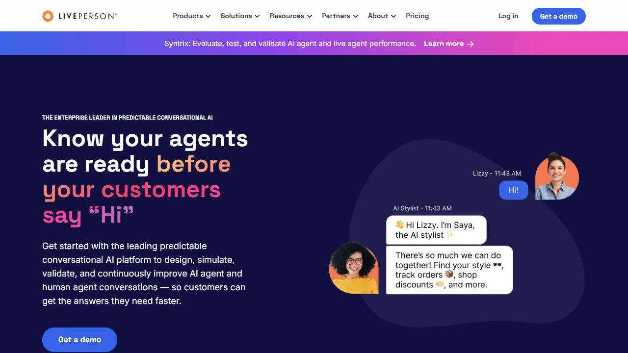 LivePerson homepage, customer support & sales AI tool
