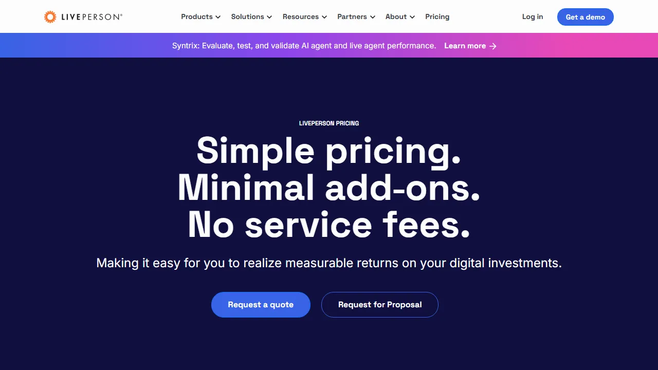 LivePerson pricing page: plans and rates