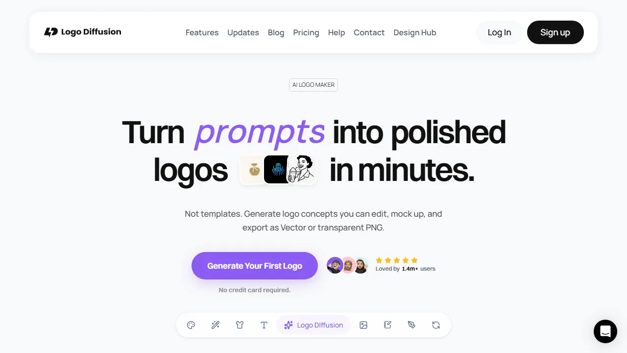 Logo Diffusion homepage, image AI tool