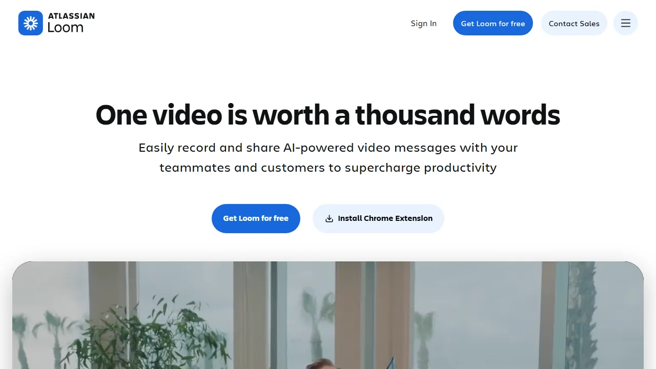 Loom AI homepage, video AI tool