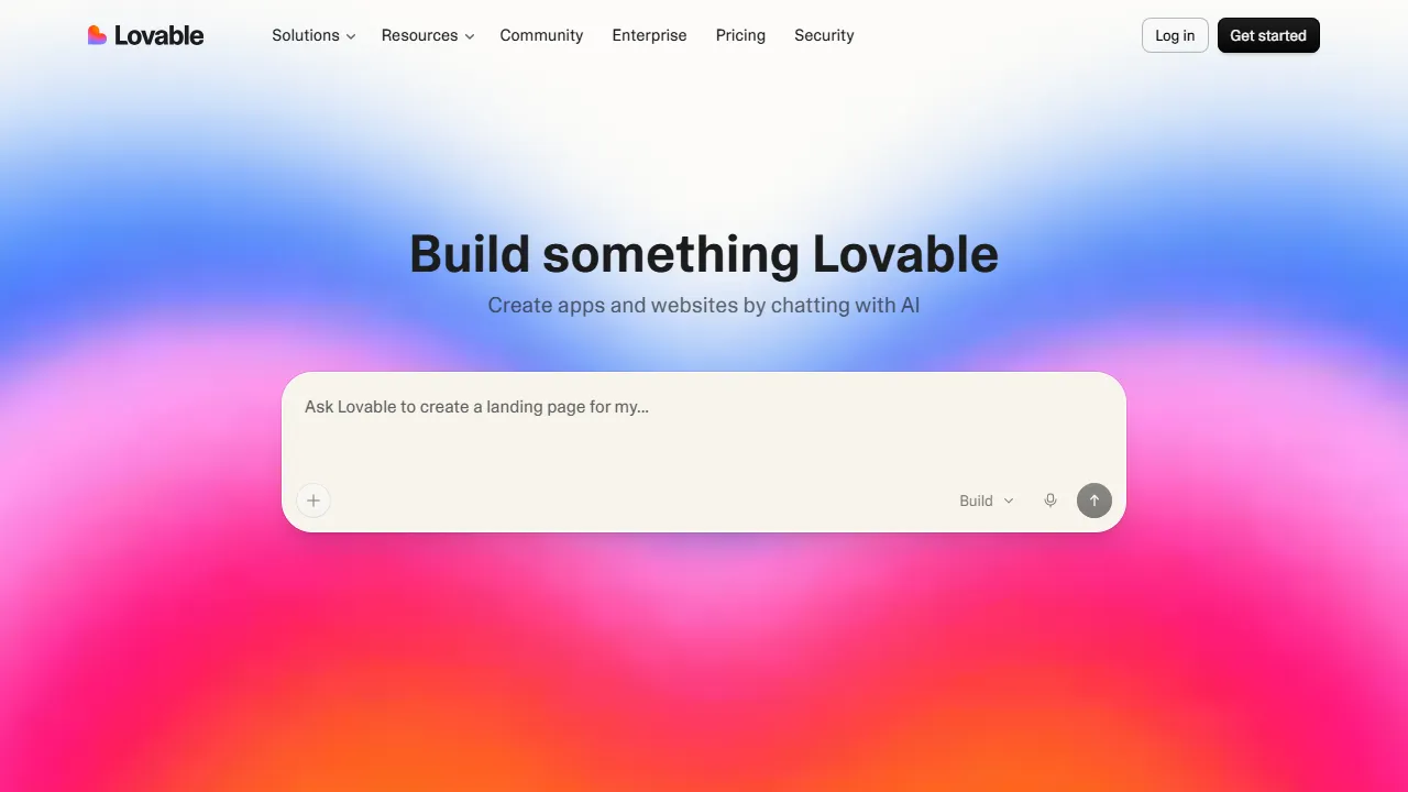 Lovable homepage, no-code AI tool