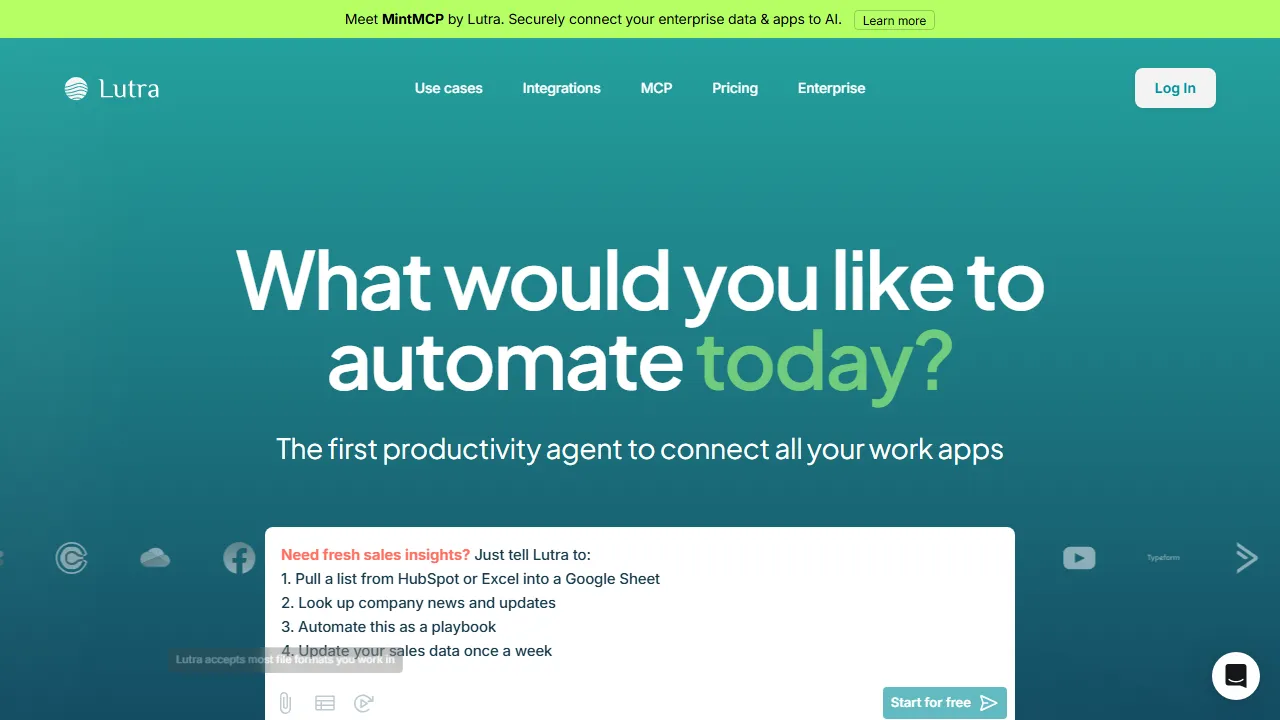 Lutra homepage, ai agents AI tool