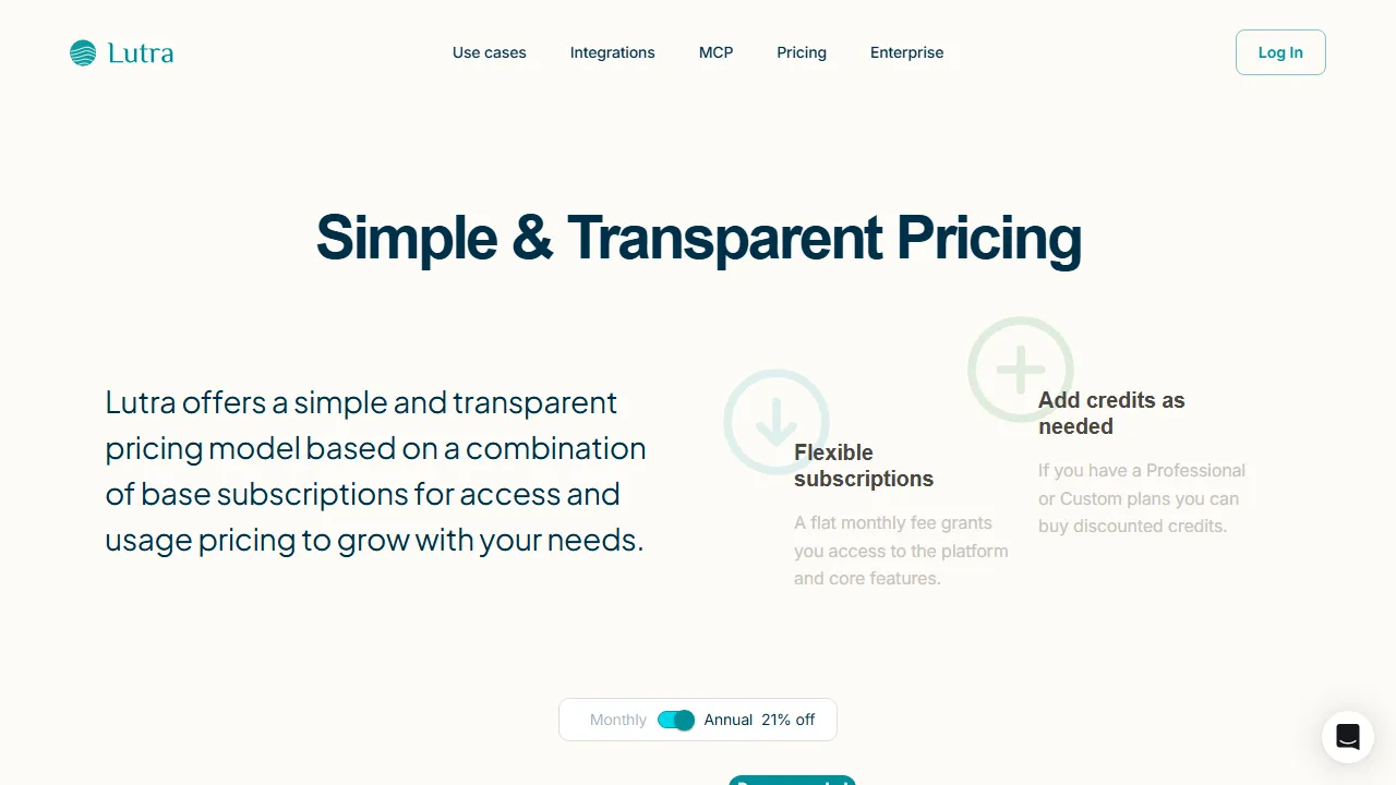 Lutra pricing page: plans and rates