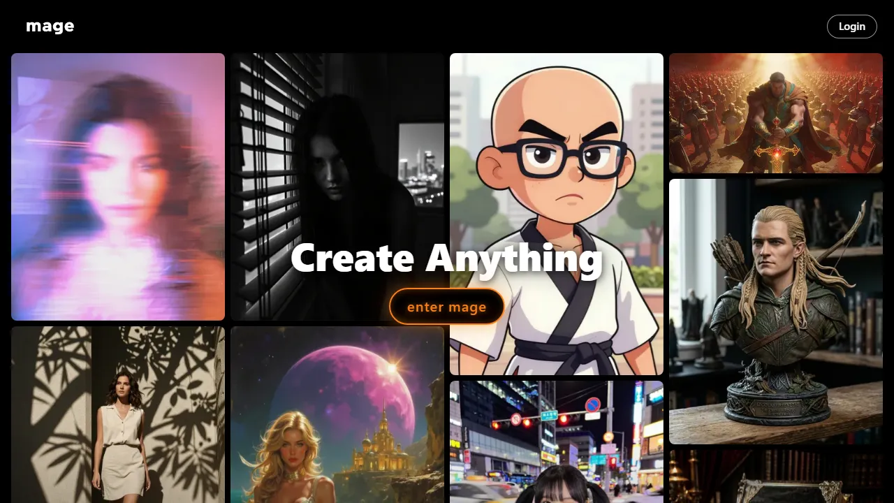 Mage Space homepage, image AI tool