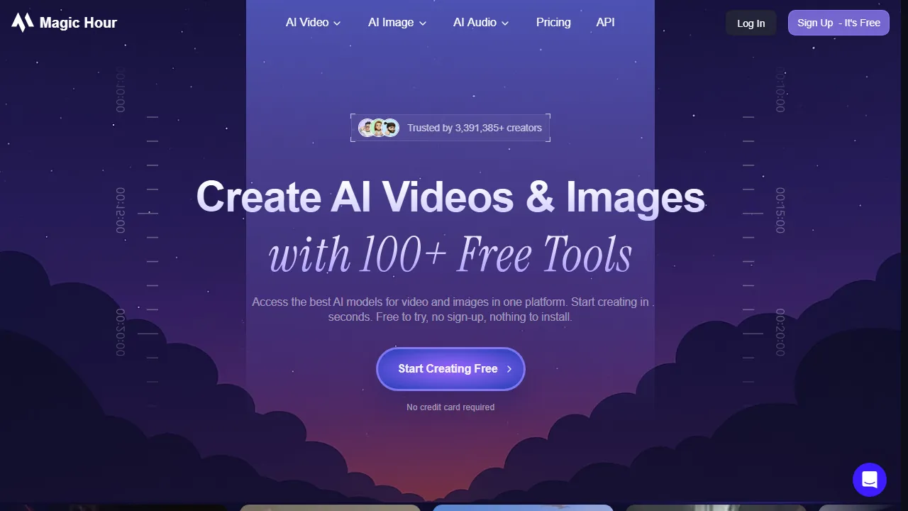 Magic Hour homepage, image AI tool