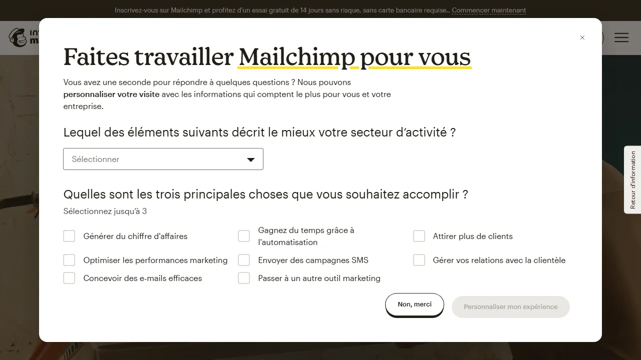 Mailchimp AI homepage, marketing & seo AI tool