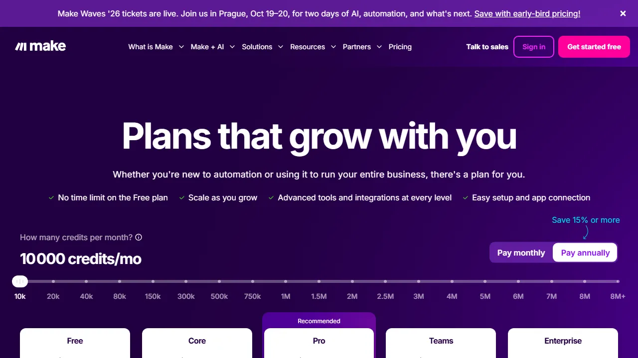 Make pricing page: plans and rates