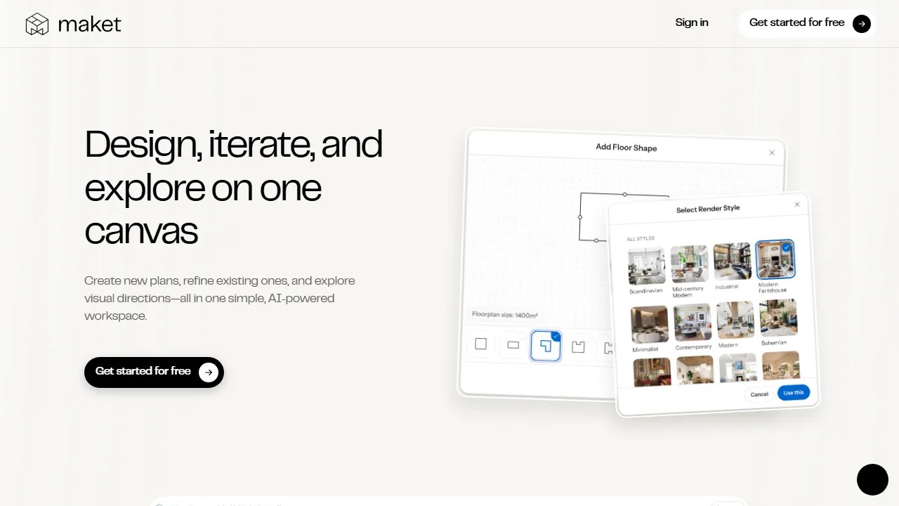 Maket features, image AI tool
