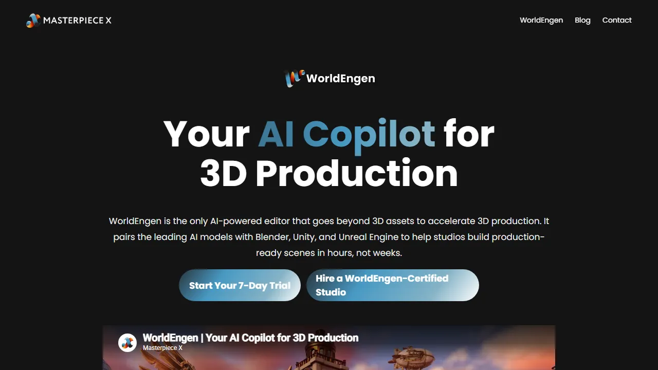 Masterpiece X homepage, 3d & modeling AI tool