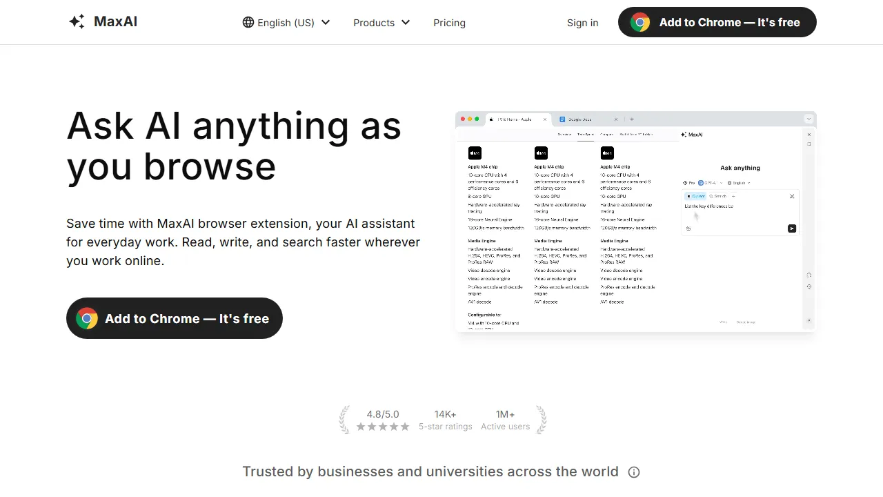 MaxAI homepage, chat & models AI tool