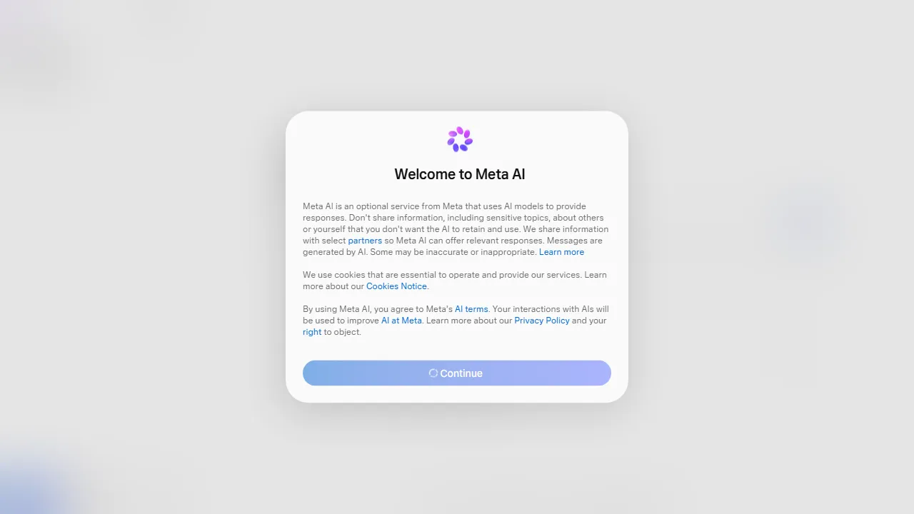 Meta AI homepage, chat & models AI tool