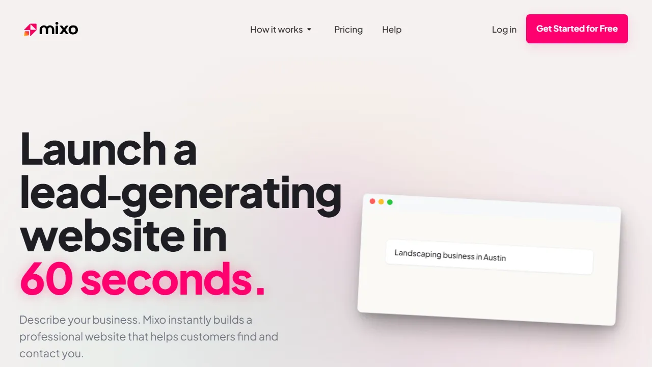 Mixo homepage, no-code AI tool