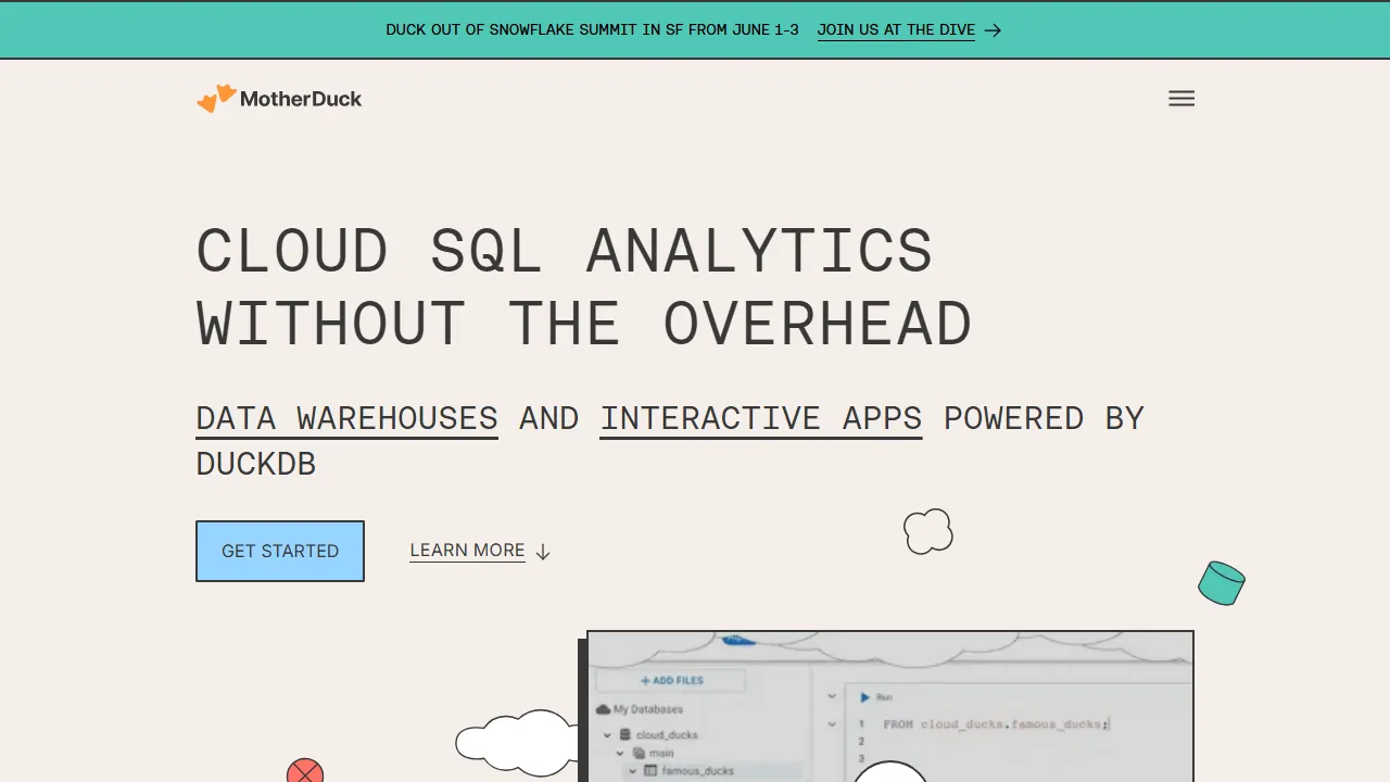 MotherDuck features, data & analysis AI tool