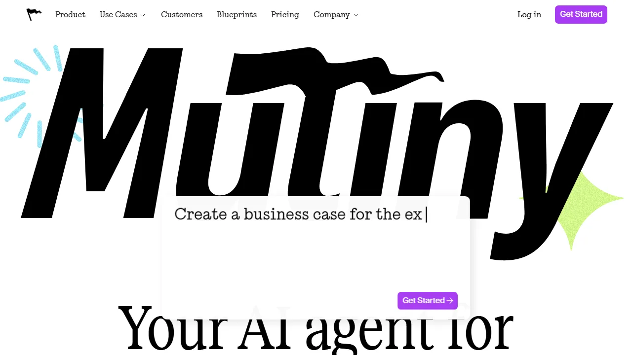 Mutiny homepage, writing AI tool