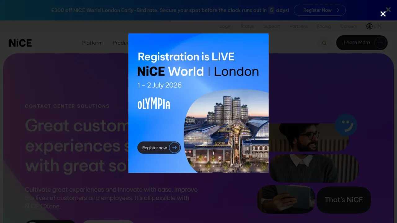 NICE CXone features, customer support & sales AI tool