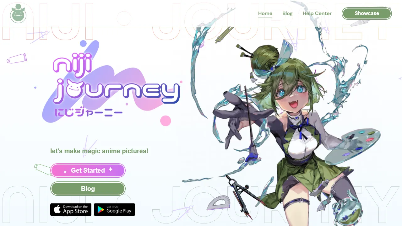 Nijijourney homepage, image AI tool