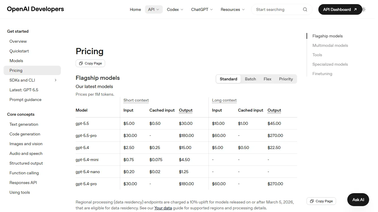 OpenAI Playground pricing page: plans and rates