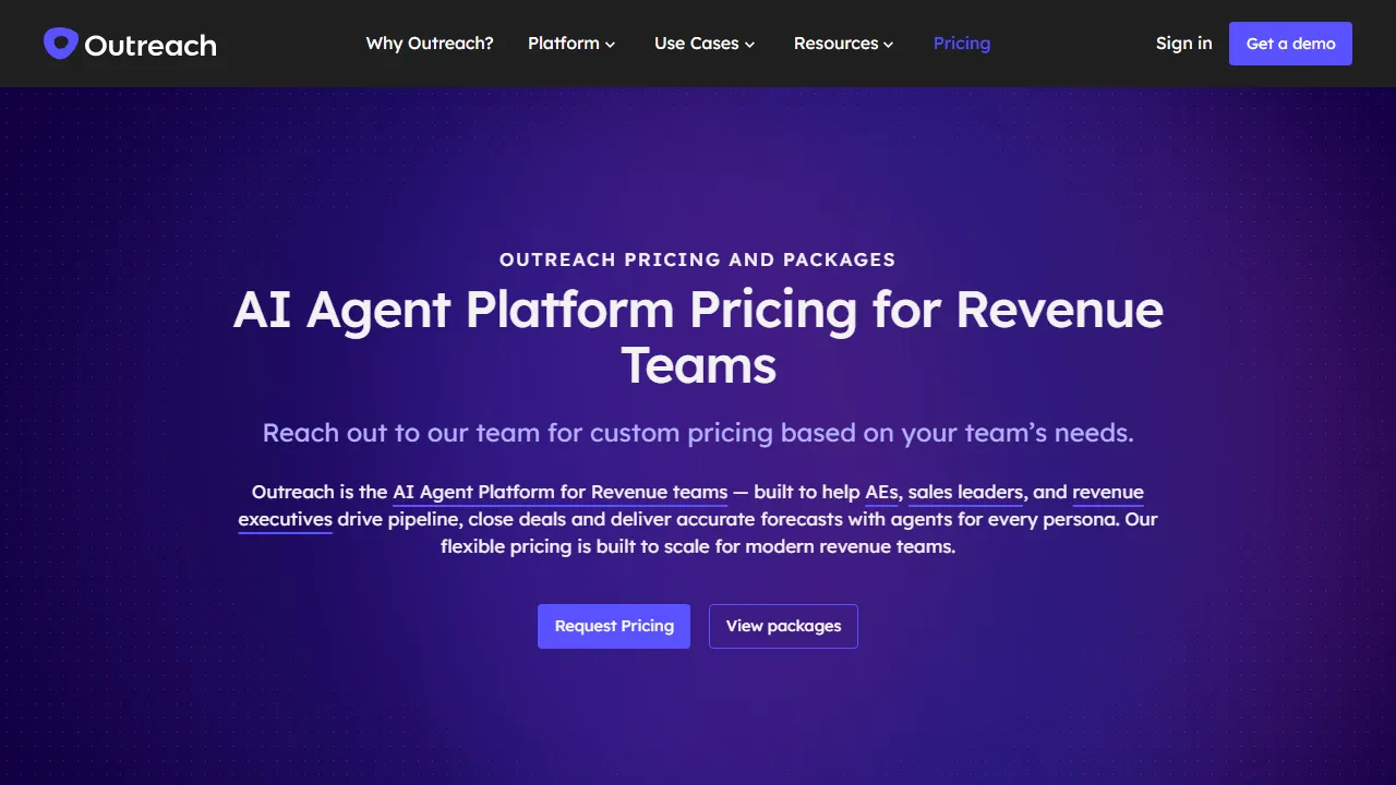Outreach pricing page: plans and rates