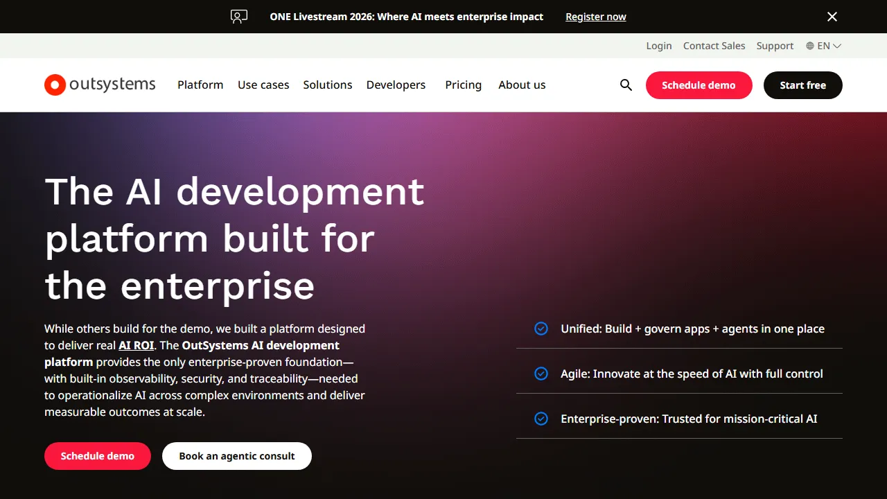 OutSystems features, no-code AI tool