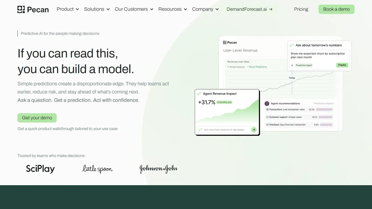 Pecan AI features, data & analysis AI tool