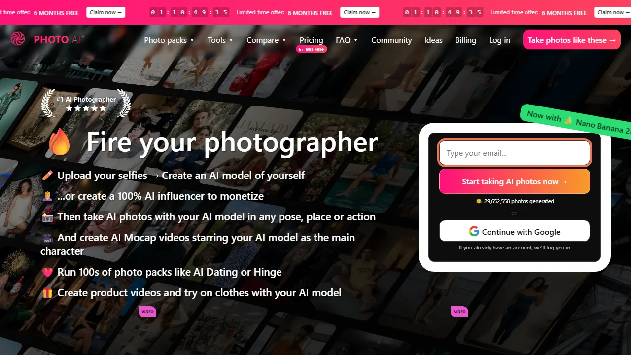 PhotoAI homepage, image AI tool