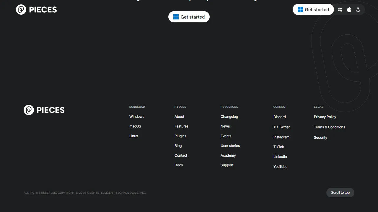 Pieces pricing page: plans and rates