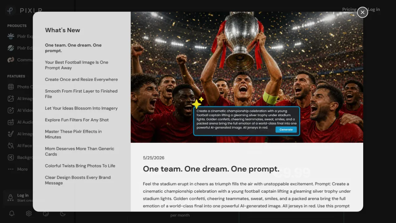 Pixlr pricing page: plans and rates