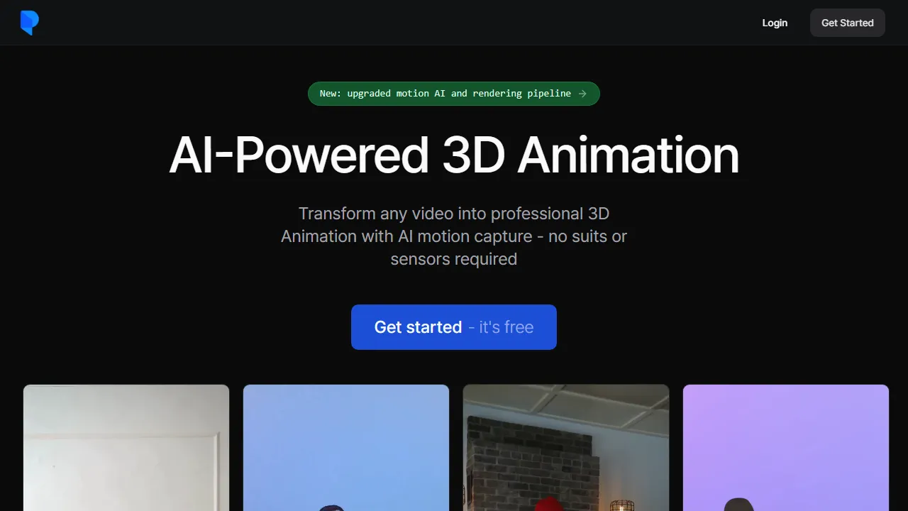 Plask Motion homepage, video AI tool
