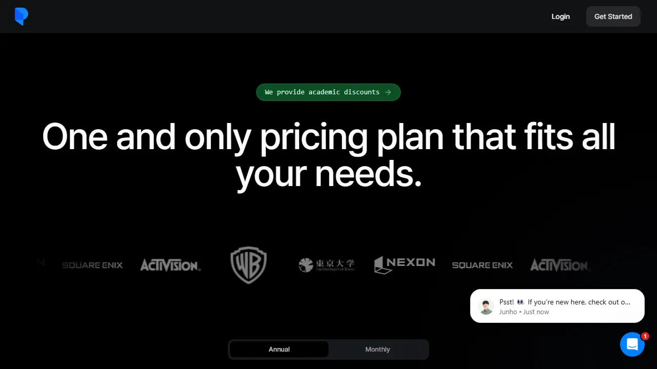 Plask Motion pricing page: plans and rates