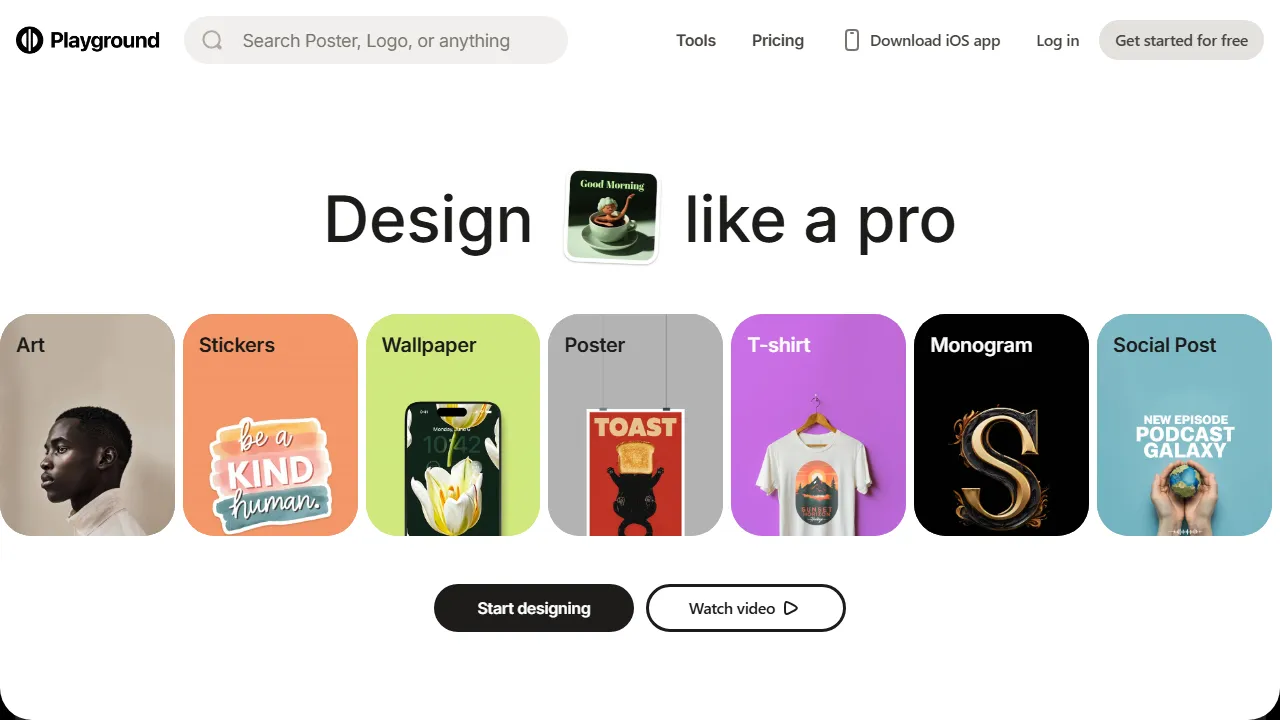 Playground AI homepage, image AI tool