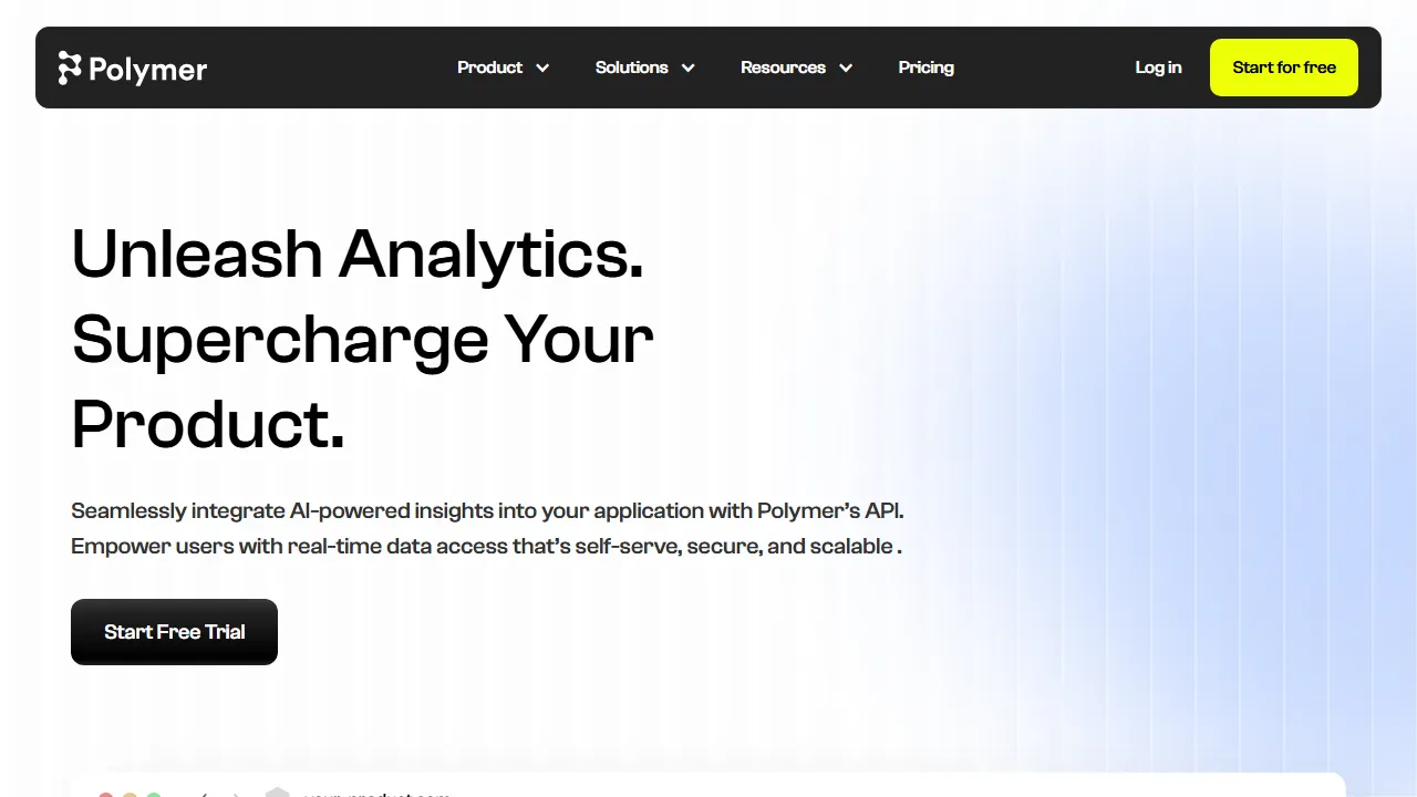 Polymer homepage, data & analysis AI tool