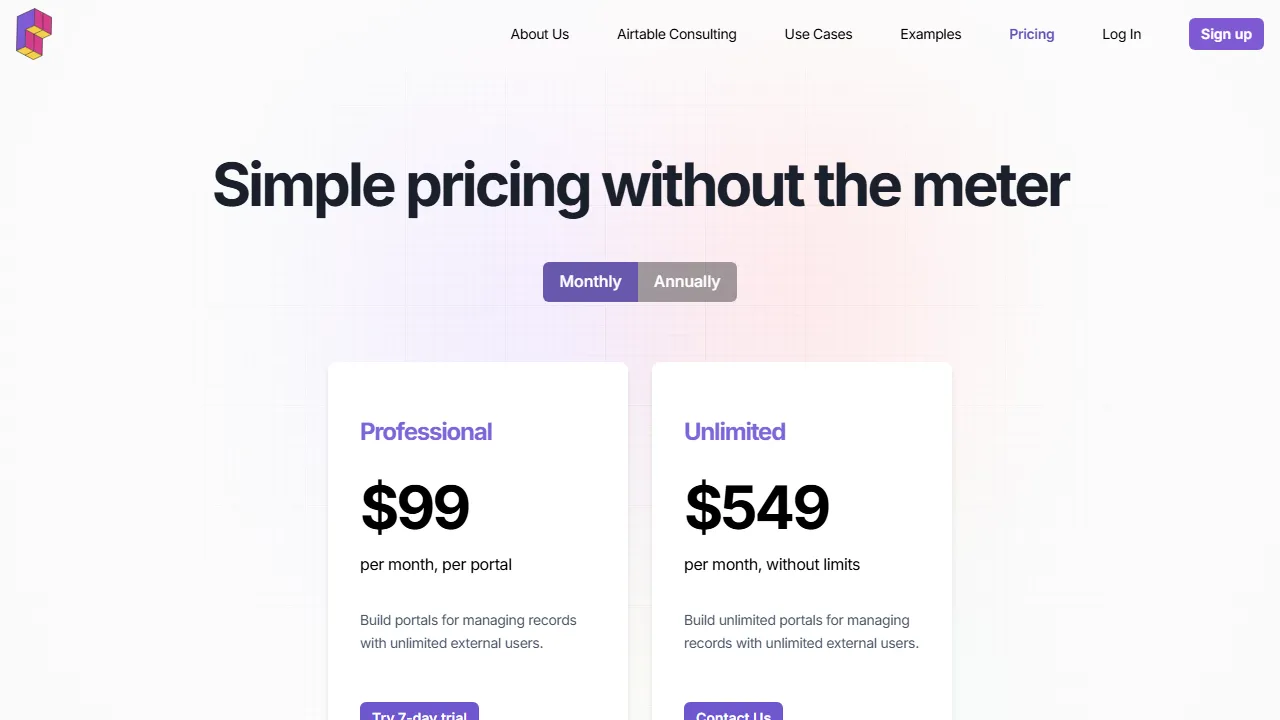 Pory pricing page: plans and rates